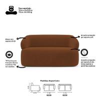 Kit Poltrona Giratória E Sofá Orgânico Living Glee 03 Lugares 170cm Veludo Terracota - Abmaza - 6