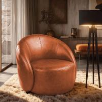 Poltrona Decorativa Orgânica Lua Sintético Pu D03 - D'rossi Bege - 1