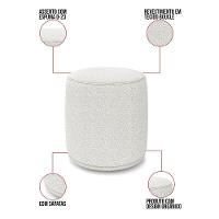 Poltrona E Puff Redondo Orgânico Para Sala Malu Bouclê Cinza M11 - D'rossi