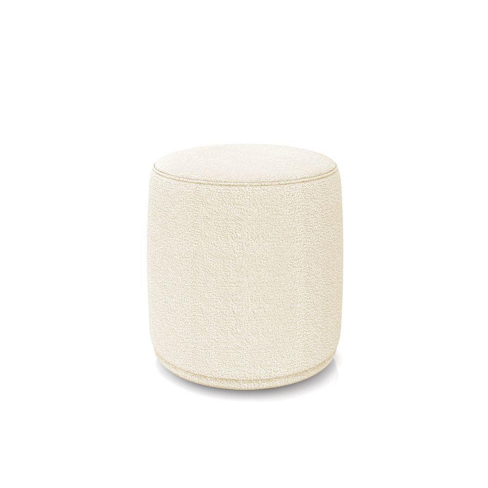 Poltrona E Puff Redondo Orgânico Para Sala Malu Bouclê M11 - D'rossi Cinza - 10