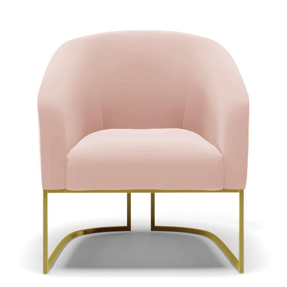 Poltrona Decorativa Industrial Dourado Kit 2 Stella Veludo Rosê D03 - D'rossi - 5