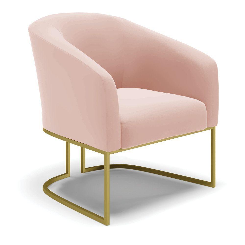 Poltrona Decorativa Industrial Dourado Kit 2 Stella Veludo Rosê D03 - D'rossi - 6