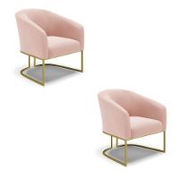 Poltrona Decorativa Industrial Dourado Kit 2 Stella Veludo Rosê D03 - D'rossi - 2