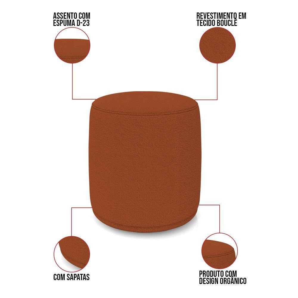 Poltrona E Puff Redondo Orgânico Para Sala Malu Bouclê Terra M11 - D'rossi - 4
