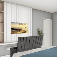 Calçadeira Baú Recamier Estofada Cama Queen 160cm Bélgica Suede Cinza Escuro- Mabe Magazine - 1