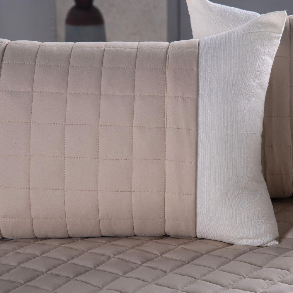 Cobre Leito Branco + Kit Peseira Matelado Copacabana Percal 300 Fios Queen 08 Peças 100% Poliéster - Branco/cáqui - 5