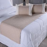 Cobre Leito Branco + Kit Peseira Matelado Copacabana Percal 300 Fios Queen 08 Peças 100% Poliéster - Branco/cáqui - 6