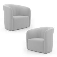 Kit 02 Poltronas Decorativas Abby Veludo Cinza Claro - Abmaza - 1