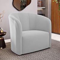 Kit 02 Poltronas Decorativas Abby Veludo Cinza Claro - Abmaza - 2