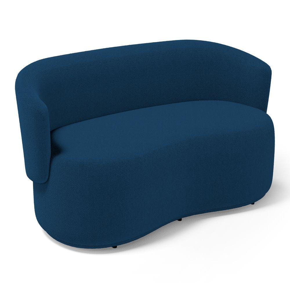 Poltrona Namoradeira Aisha 02 Lugares Orgânica Bouclê Azul Marinho - Abmaza - 1