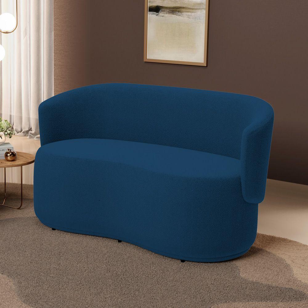 Poltrona Namoradeira Aisha 02 Lugares Orgânica Bouclê Azul Marinho - Abmaza - 2