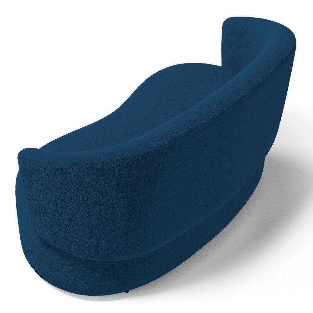 Poltrona Namoradeira Aisha 02 Lugares Orgânica Bouclê Azul Marinho - Abmaza - 6