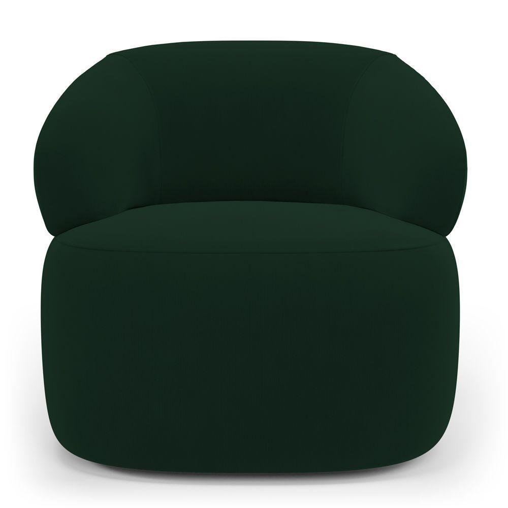 Kit Poltrona Giratória E Sofá Orgânico Living Glee 03 Lugares 170cm Veludo Verde Escuro - Abmaza - 9