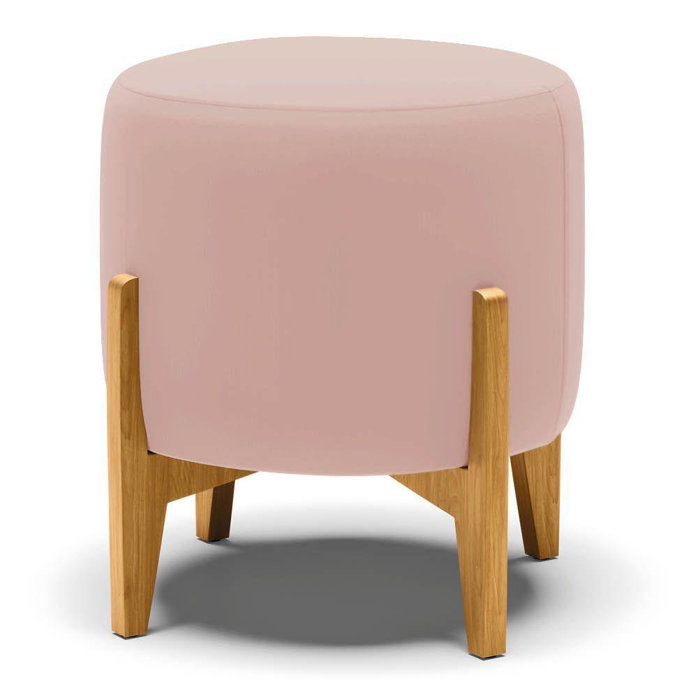 Puff Stella Veludo Rosê Base Madeira Castanho D03 - D'rossi - 1