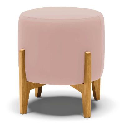 Puff Stella Veludo Rosê Base Madeira Castanho D03 - D'rossi