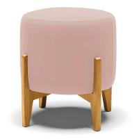 Puff Stella Veludo Rosê Base Madeira Castanho D03 - D'rossi - 1