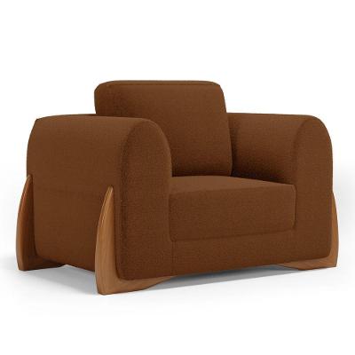 Poltrona Decorativa Living Bloom Poltrona de Descanso Bouclê Terracota Abmaza