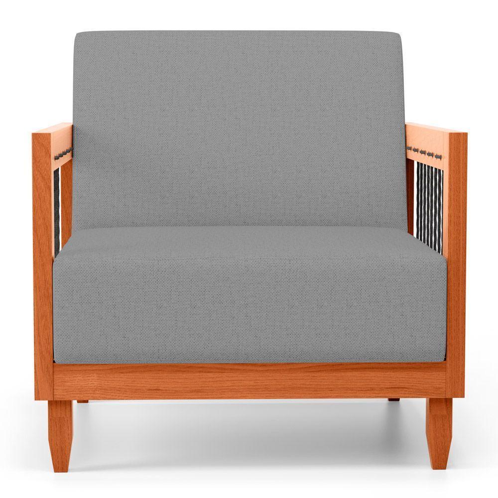 Kit 02 Poltronas Varanda Samoa Madeira Maciça Com Cordas Náutica Linho Cinza - Abmaza - 8