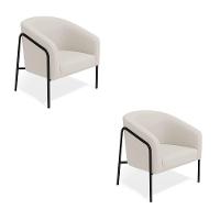 Poltrona Sala Industrial Alta Preto Kit 2 Stella Veludo D03 - D'rossi Cinza - 2