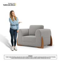 Kit 02 Poltronas E 01 Sofá Bloom 160cm 02 Lugares Com Pés De Madeira Bouclê Cinza - Abmaza - 8
