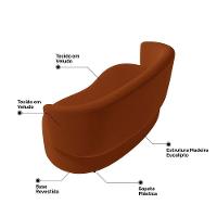 Kit 2 Poltronas E 1 Namoradeira Aisha Orgânica Veludo Terracota - Abmaza - 7