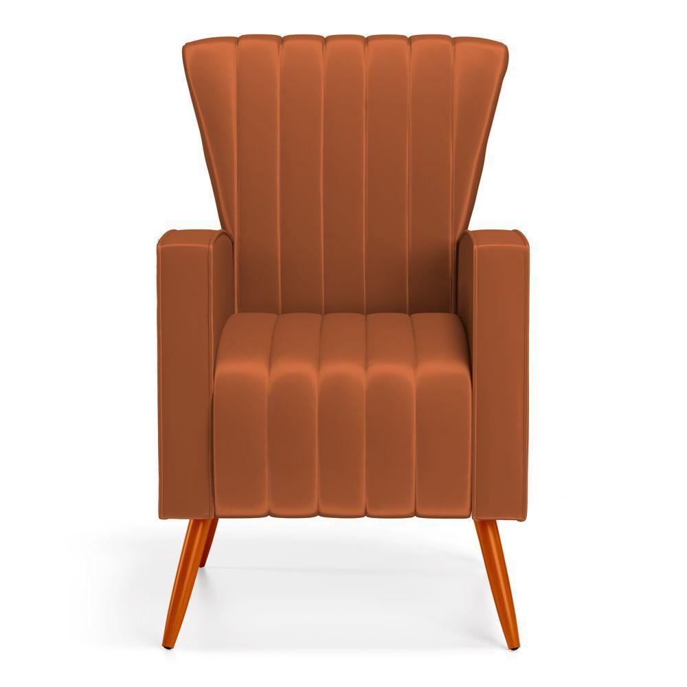 Poltrona Decorativa Melody Com Pés Palito Veludo Terracota - Abmaza - 3