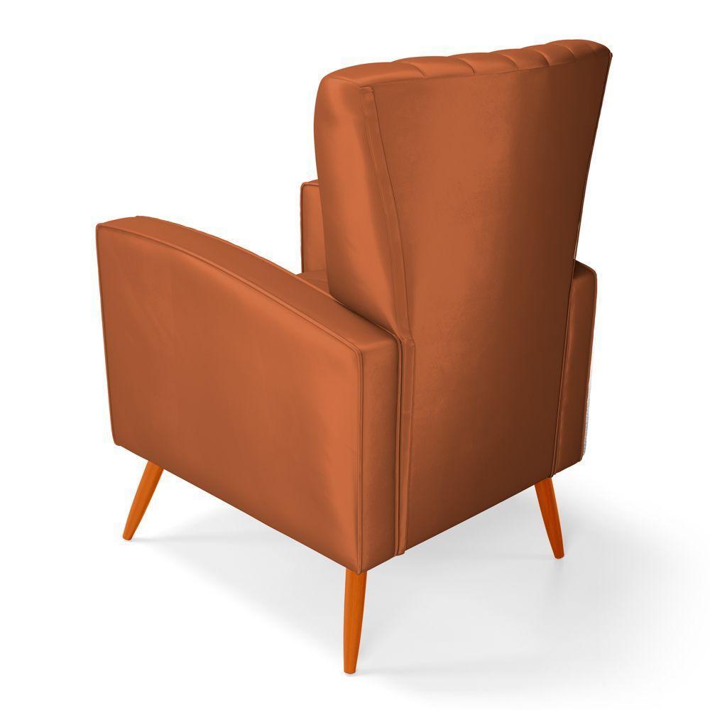 Poltrona Decorativa Melody Com Pés Palito Veludo Terracota - Abmaza - 7