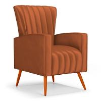 Poltrona Decorativa Melody Com Pés Palito Veludo Terracota - Abmaza - 1