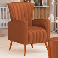 Poltrona Decorativa Melody Com Pés Palito Veludo Terracota - Abmaza - 2