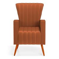 Poltrona Decorativa Melody Com Pés Palito Veludo Terracota - Abmaza - 3