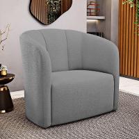 Poltrona Decorativa Living Abby Bouclê Cinza Escuro - Abmaza - 2