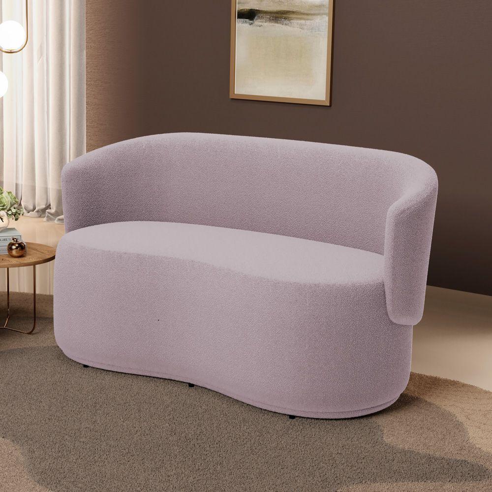 Poltrona Namoradeira Aisha 02 Lugares Orgânica Bouclê Rosê - Abmaza - 2