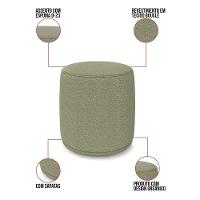 Poltrona E Puff Redondo Orgânico Para Sala Malu Bouclê Pistache M11 - D'rossi