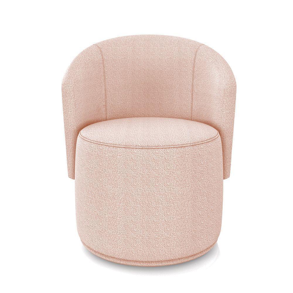 Poltrona Decorativa Orgânica Fixa Para Sala Kit 2 Malu Bouclê Rosê M11 - D'rossi - 5