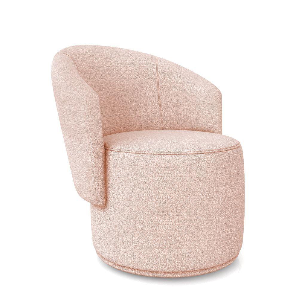 Poltrona Decorativa Orgânica Fixa Para Sala Kit 2 Malu Bouclê Rosê M11 - D'rossi - 6