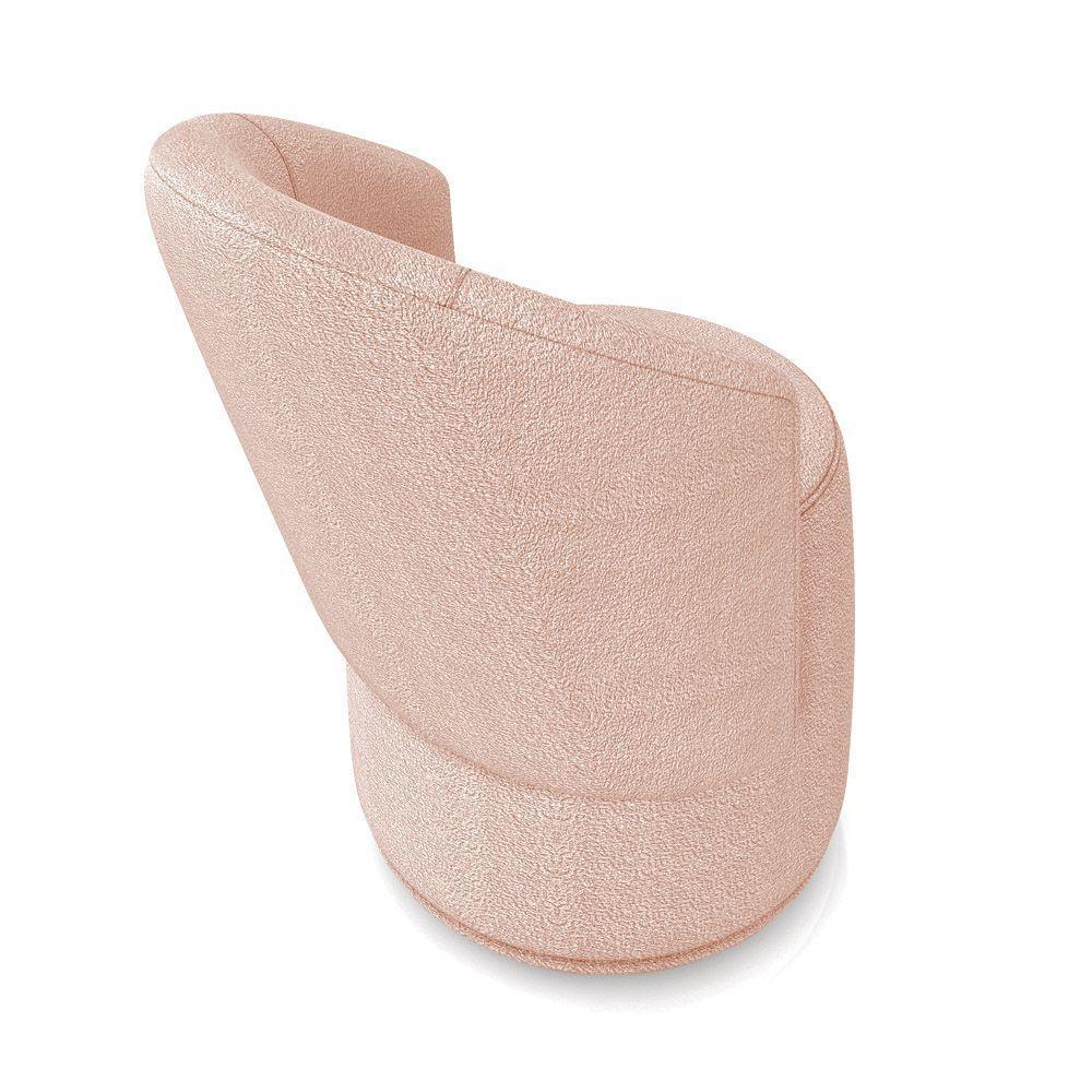 Poltrona Decorativa Orgânica Fixa Para Sala Kit 2 Malu Bouclê Rosê M11 - D'rossi - 8