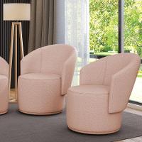 Poltrona Decorativa Orgânica Fixa Para Sala Kit 2 Malu Bouclê Rosê M11 - D'rossi - 1