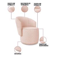 Poltrona Decorativa Orgânica Fixa Para Sala Kit 2 Malu Bouclê Rosê M11 - D'rossi - 3