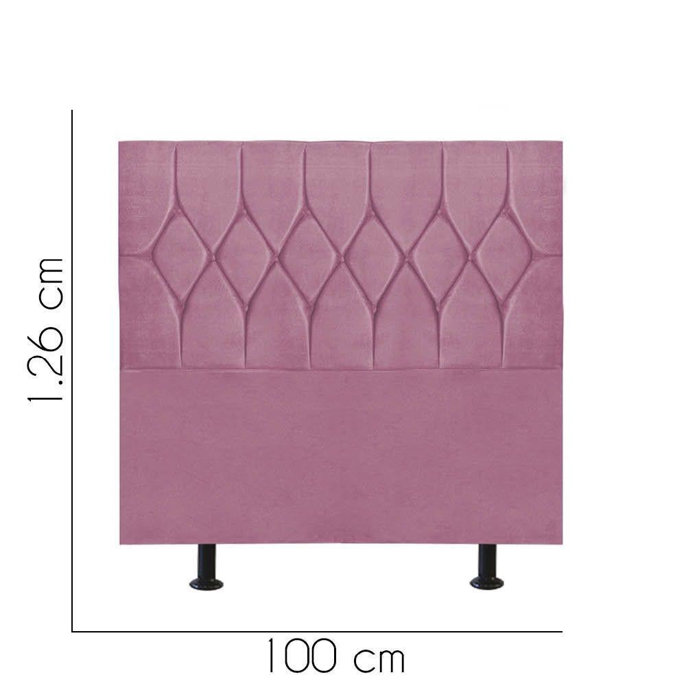 Cabeceira Estofada Cama Box Solteiro 100cm Istambul Corino Rosa Bebe- Mabe Magazine - 3