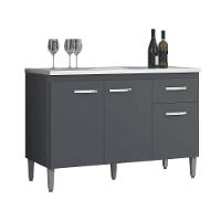 Balcão Gabinete De Pia Cozinha Multiuso 120cm Sem Tampo Gabriela Cinza Fosco- Mabe Magazine - 2