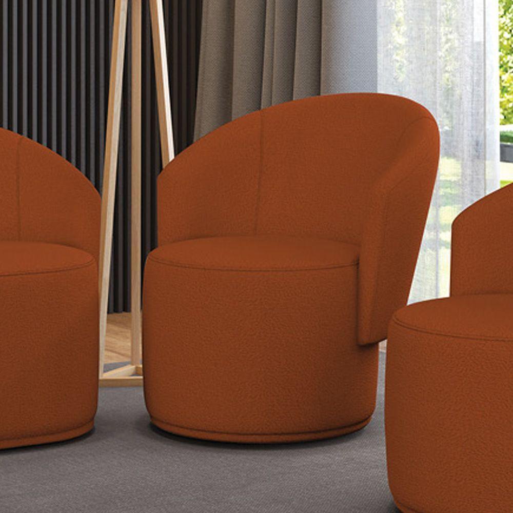 Poltrona Decorativa Orgânica Fixa Para Sala Malu Bouclê Terra M11 - D'rossi - 1