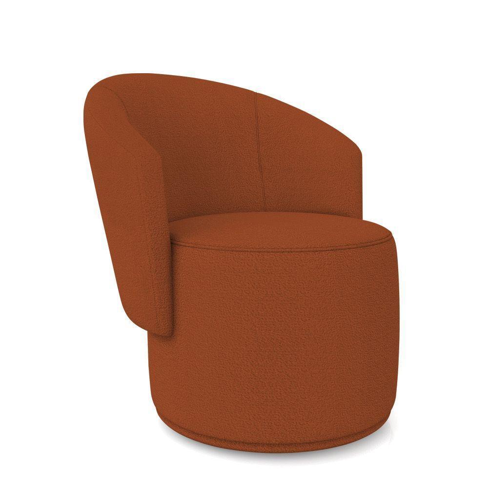 Poltrona Decorativa Orgânica Fixa Para Sala Malu Bouclê Terra M11 - D'rossi - 2