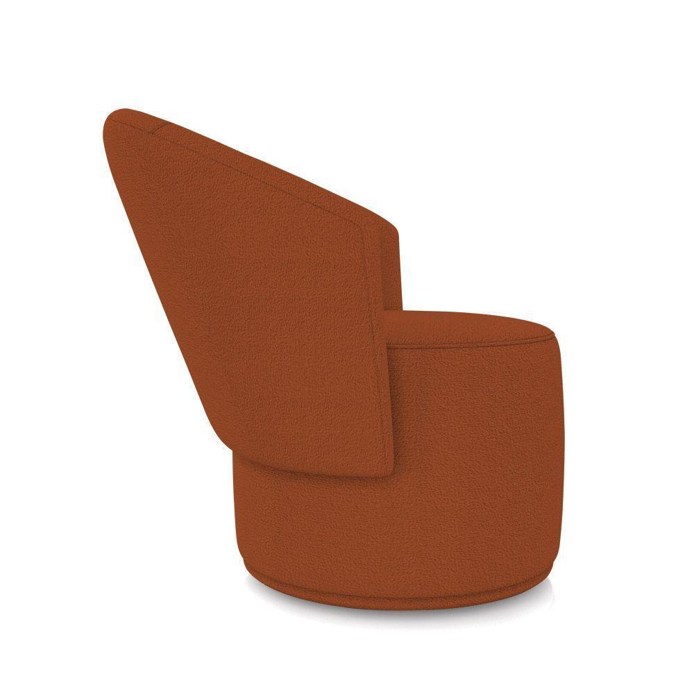 Poltrona Decorativa Orgânica Fixa Para Sala Malu Bouclê Terra M11 - D'rossi - 6