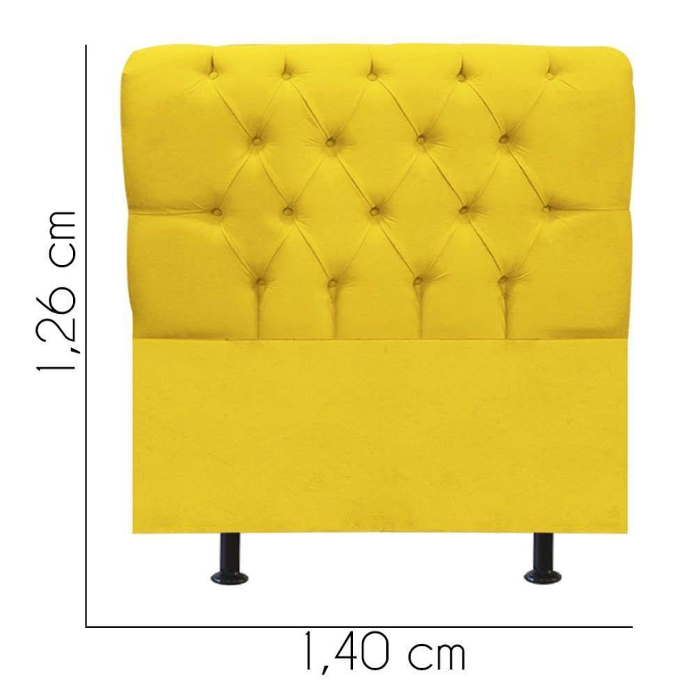 Cabeceira Estofada Cama Box Casal 140cm París Suede Amarelo- Mabe Magazine - 3