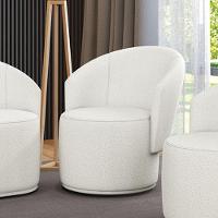 Poltrona Decorativa Orgânica Fixa Para Sala Malu Bouclê Off White M11 - D'rossi - 1