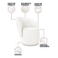 Poltrona Decorativa Orgânica Fixa Para Sala Malu Bouclê Off White M11 - D'rossi - 3