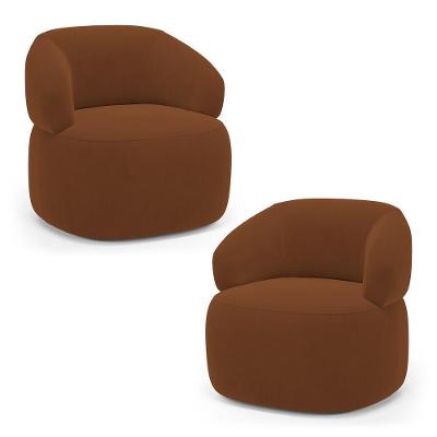 Kit 02 Poltronas Orgânicas Giratória Living Glee Veludo Terracota - Abmaza