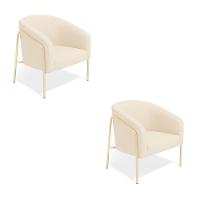 Poltrona Sala Industrial Alta Champanhe Kit 2 Stella Veludo D03 - D'rossi Marsala - 2