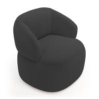 Kit Poltrona Giratória E Sofá Orgânico Living Glee 03 Lugares 170cm Bouclê Grafite - Abmaza - 7