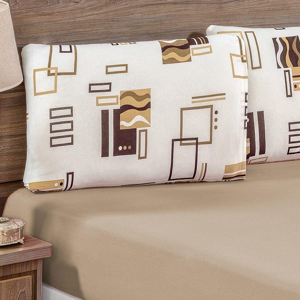 Edredom 2,40 X 2,20m + Jogo De Cama Malha Quality Queen 04 Peças 100% Algodão - Avelã - 7